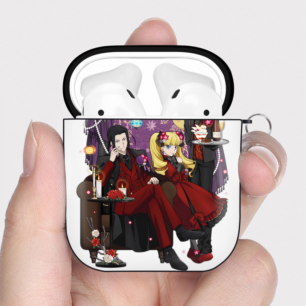 （画像用） 文豪ストレイドッグス Bungo Stray Dogs AirPods 第2世代保護ケース ハードシェル ブラック 耐衝撃・防指紋・カラビナ付き