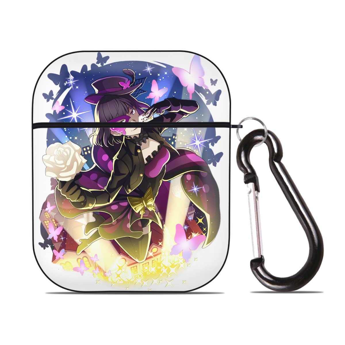 （画像用） 文豪ストレイドッグス Bungo Stray Dogs AirPods 第2世代保護ケース ハードシェル ブラック 耐衝撃・防指紋・カラビナ付き