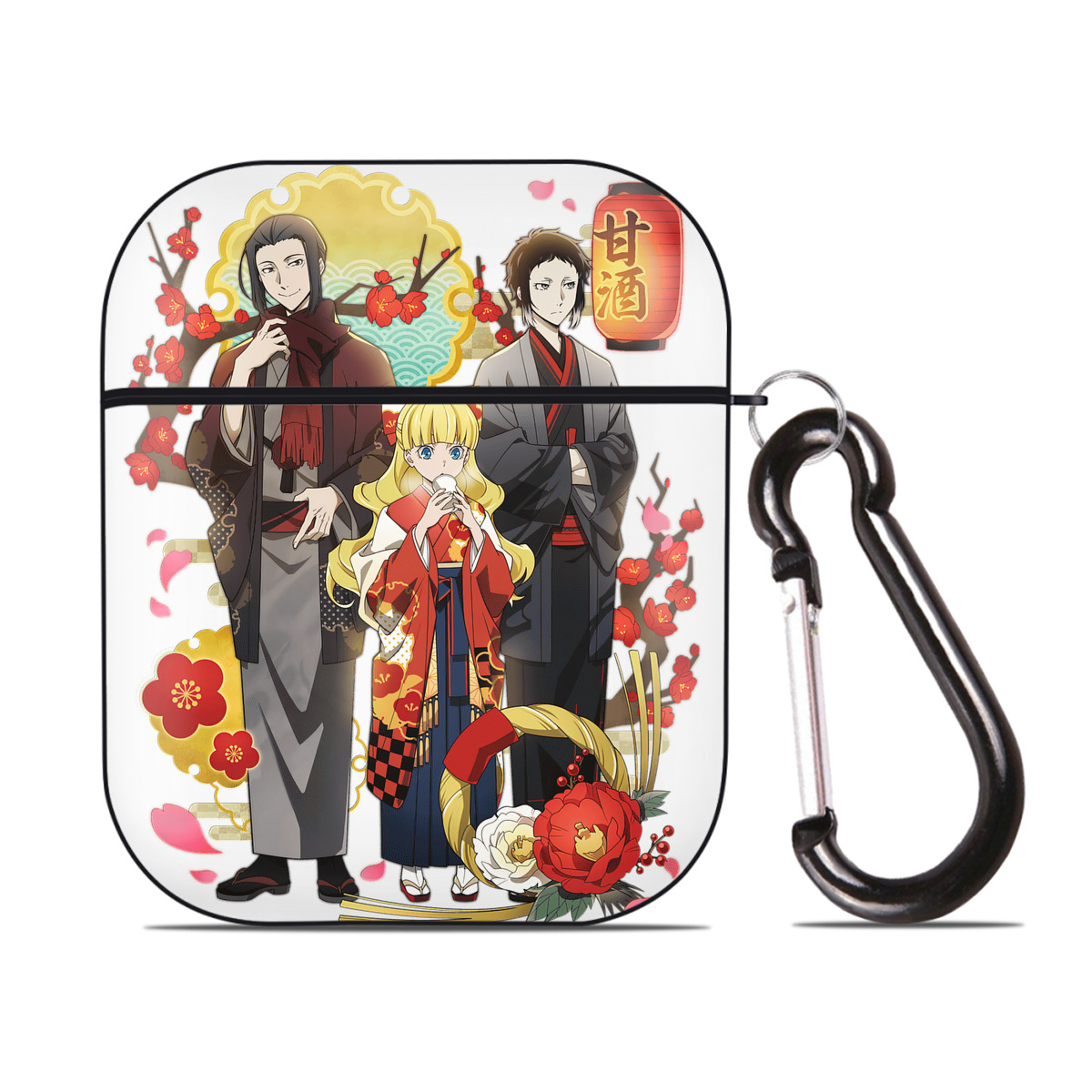 （画像用） 文豪ストレイドッグス Bungo Stray Dogs AirPods 第2世代保護ケース ハードシェル ブラック 耐衝撃・防指紋・カラビナ付き