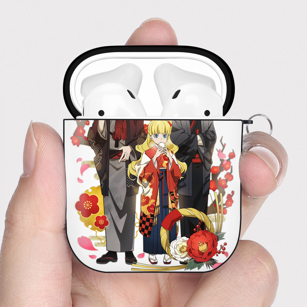 （画像用） 文豪ストレイドッグス Bungo Stray Dogs AirPods 第2世代保護ケース ハードシェル ブラック 耐衝撃・防指紋・カラビナ付き