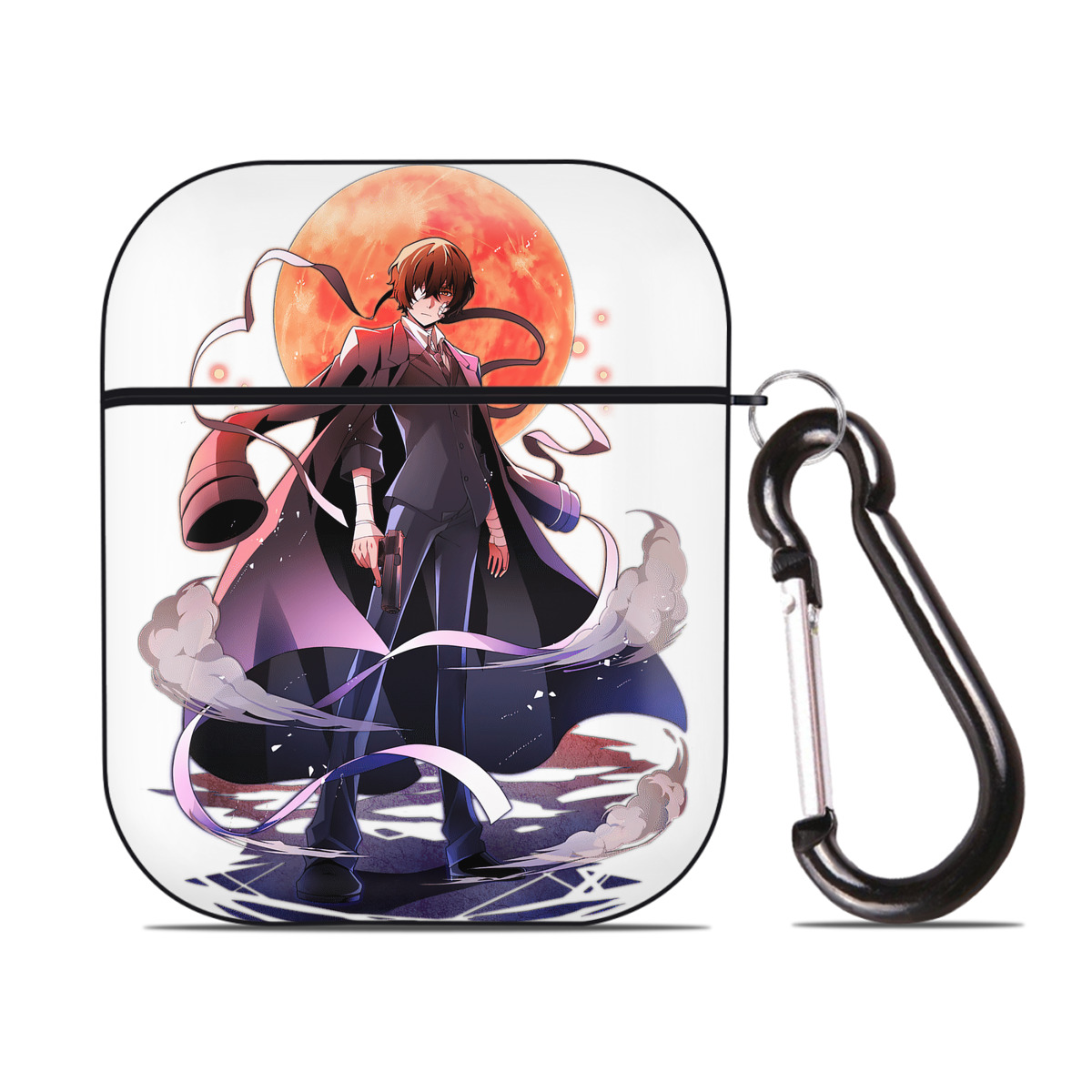 （画像用） 文豪ストレイドッグス Bungo Stray Dogs AirPods 第2世代保護ケース ハードシェル ブラック 耐衝撃・防指紋・カラビナ付き