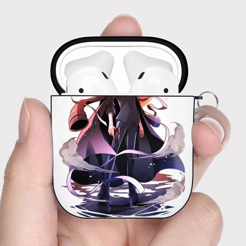 文豪ストレイドッグス Bungo Stray Dogs AirPods 第2世代保護ケース ハードシェル ブラック 耐衝撃・防指紋・カラビナ付き