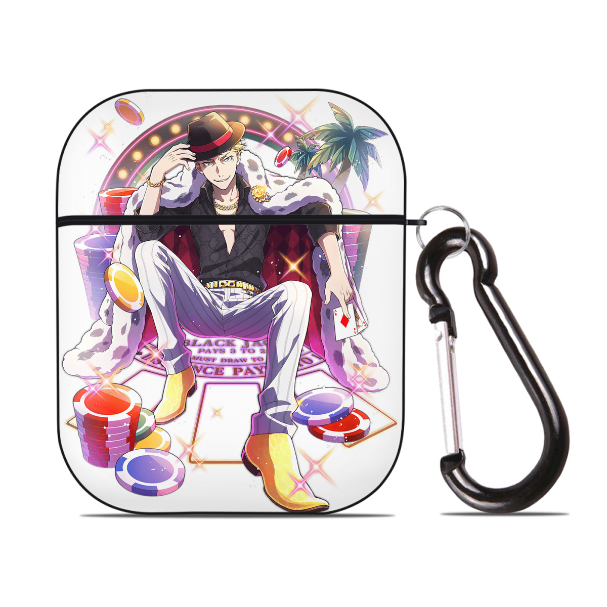 （画像用） 文豪ストレイドッグス Bungo Stray Dogs AirPods 第2世代保護ケース ハードシェル ブラック 耐衝撃・防指紋・カラビナ付き
