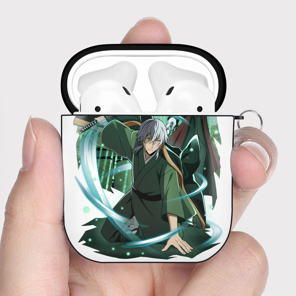 （画像用） 文豪ストレイドッグス Bungo Stray Dogs AirPods 第2世代保護ケース ハードシェル ブラック 耐衝撃・防指紋・カラビナ付き