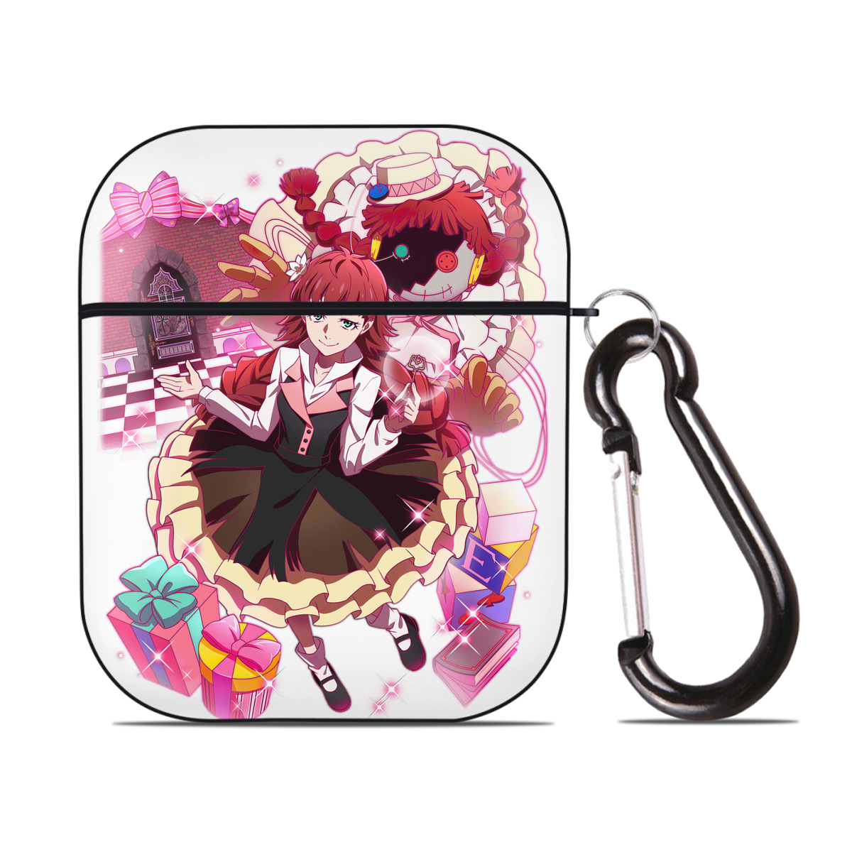 （画像用） 文豪ストレイドッグス Bungo Stray Dogs AirPods 第2世代保護ケース ハードシェル ブラック 耐衝撃・防指紋・カラビナ付き