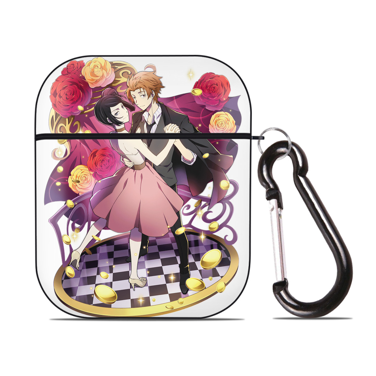 （画像用） 文豪ストレイドッグス Bungo Stray Dogs AirPods 第2世代保護ケース ハードシェル ブラック 耐衝撃・防指紋・カラビナ付き
