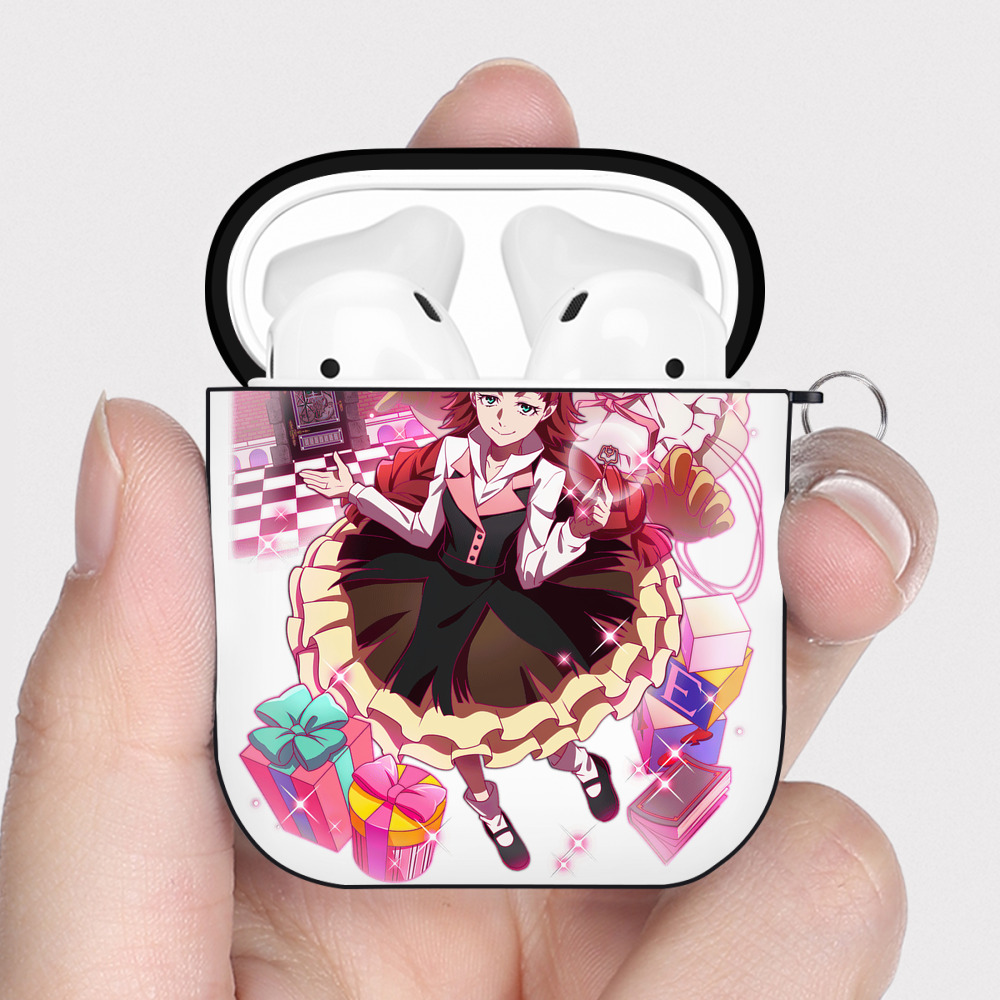 （画像用） 文豪ストレイドッグス Bungo Stray Dogs AirPods 第2世代保護ケース ハードシェル ブラック 耐衝撃・防指紋・カラビナ付き