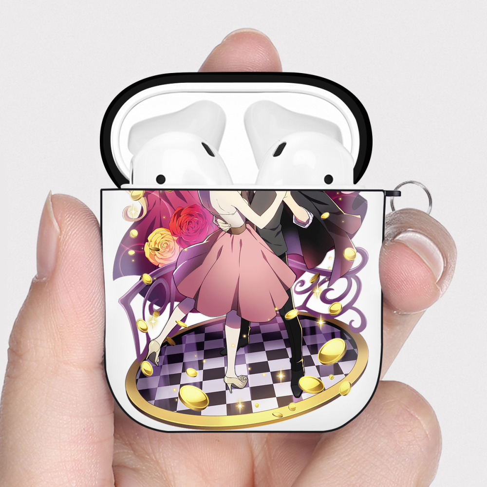 （画像用） 文豪ストレイドッグス Bungo Stray Dogs AirPods 第2世代保護ケース ハードシェル ブラック 耐衝撃・防指紋・カラビナ付き
