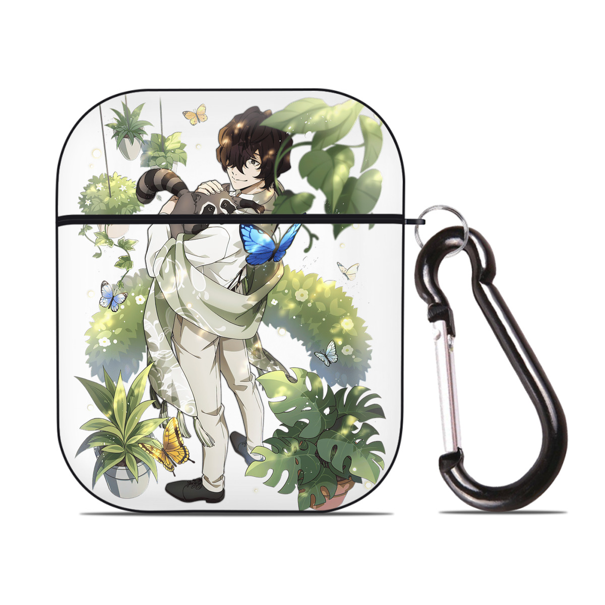 （画像用） 文豪ストレイドッグス Bungo Stray Dogs AirPods 第2世代保護ケース ハードシェル ブラック 耐衝撃・防指紋・カラビナ付き
