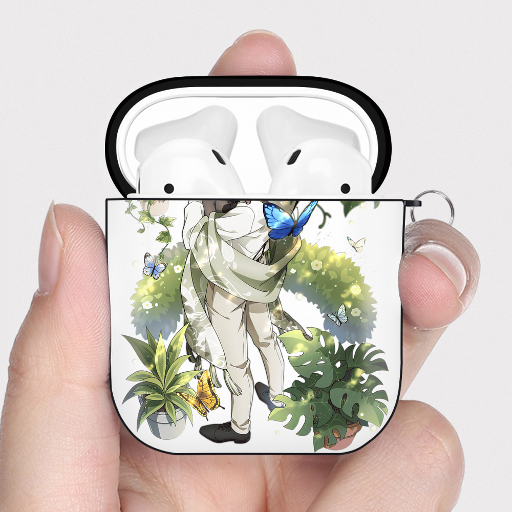 （画像用） 文豪ストレイドッグス Bungo Stray Dogs AirPods 第2世代保護ケース ハードシェル ブラック 耐衝撃・防指紋・カラビナ付き