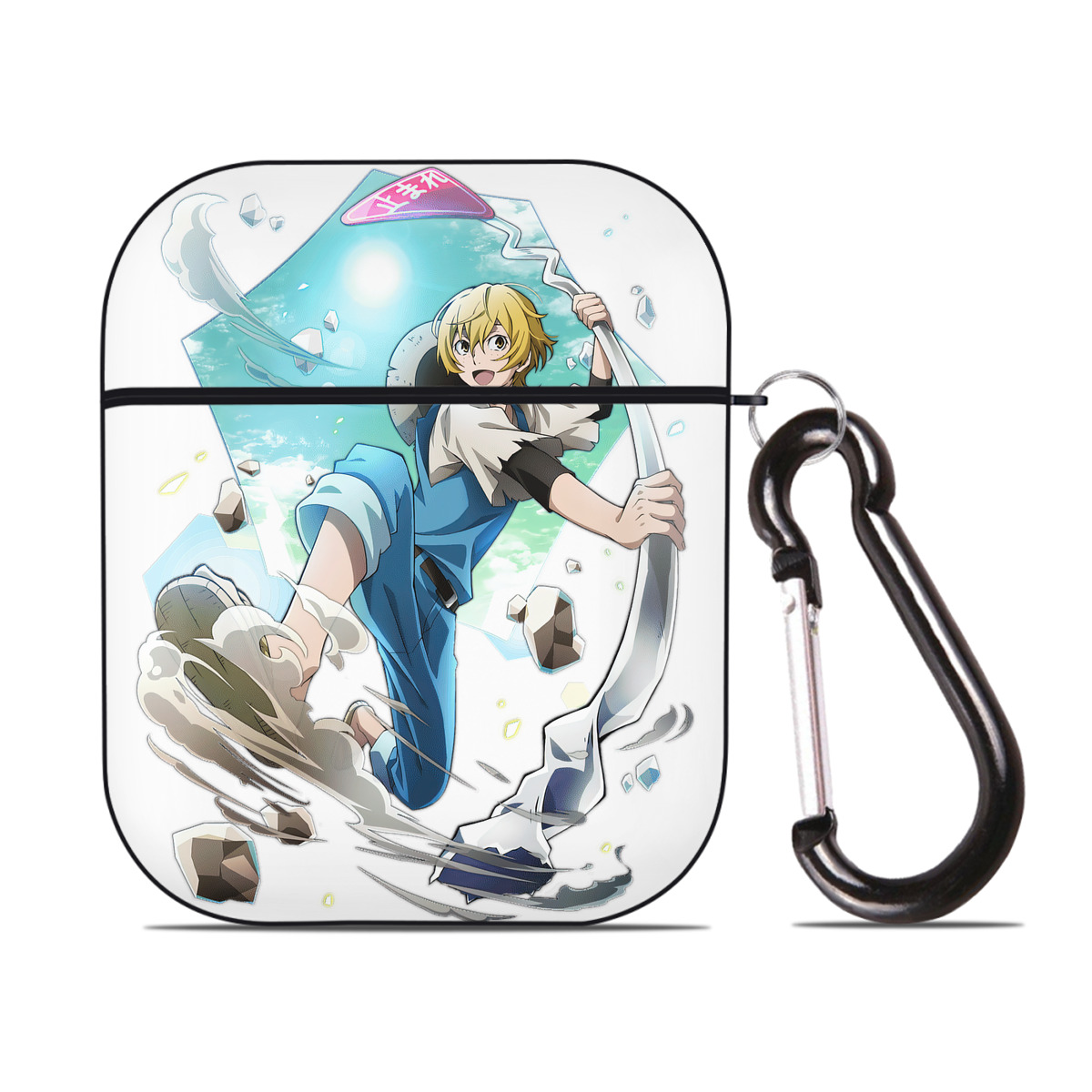 （画像用） 文豪ストレイドッグス Bungo Stray Dogs AirPods 第2世代保護ケース ハードシェル ブラック 耐衝撃・防指紋・カラビナ付き