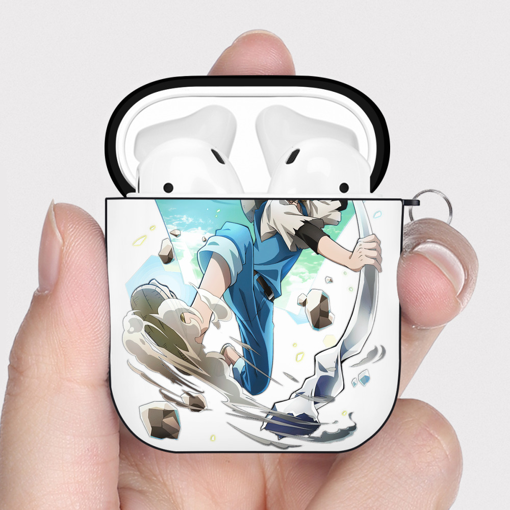 （画像用） 文豪ストレイドッグス Bungo Stray Dogs AirPods 第2世代保護ケース ハードシェル ブラック 耐衝撃・防指紋・カラビナ付き