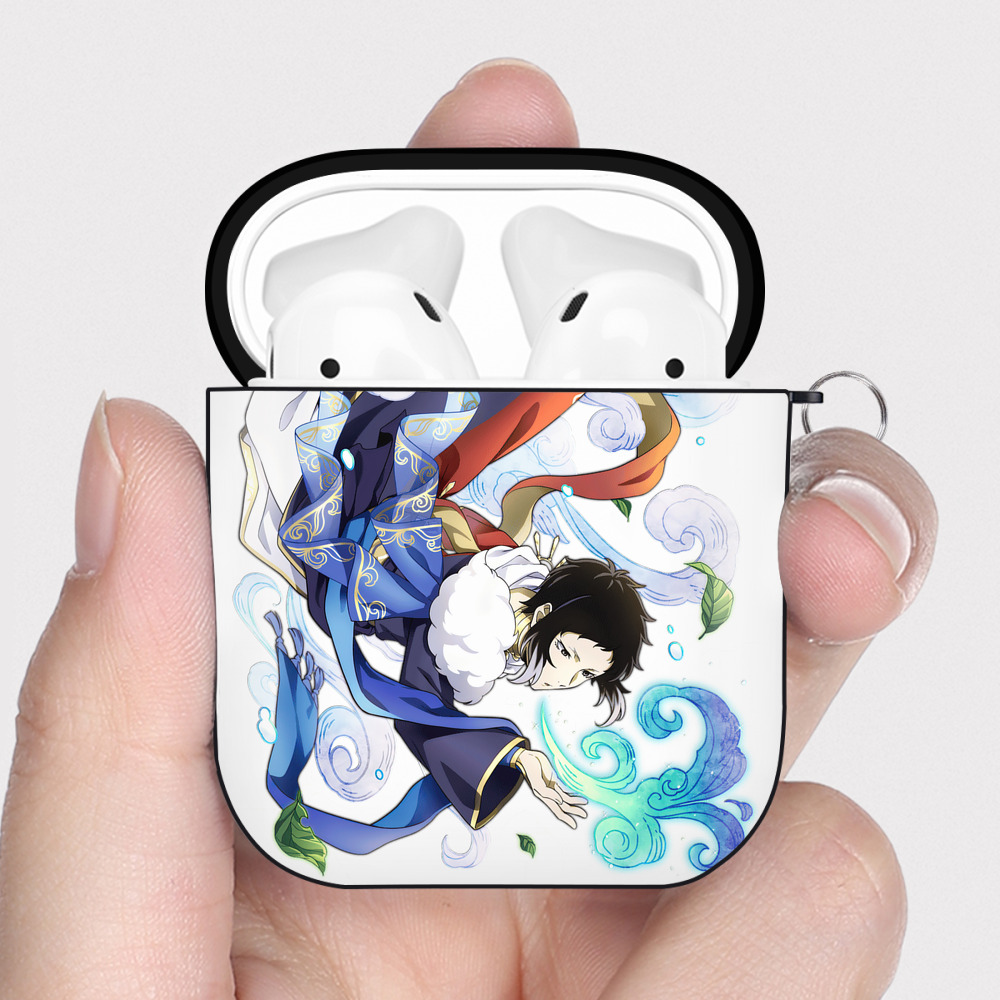 （画像用） 文豪ストレイドッグス Bungo Stray Dogs AirPods 第2世代保護ケース ハードシェル ブラック 耐衝撃・防指紋・カラビナ付き