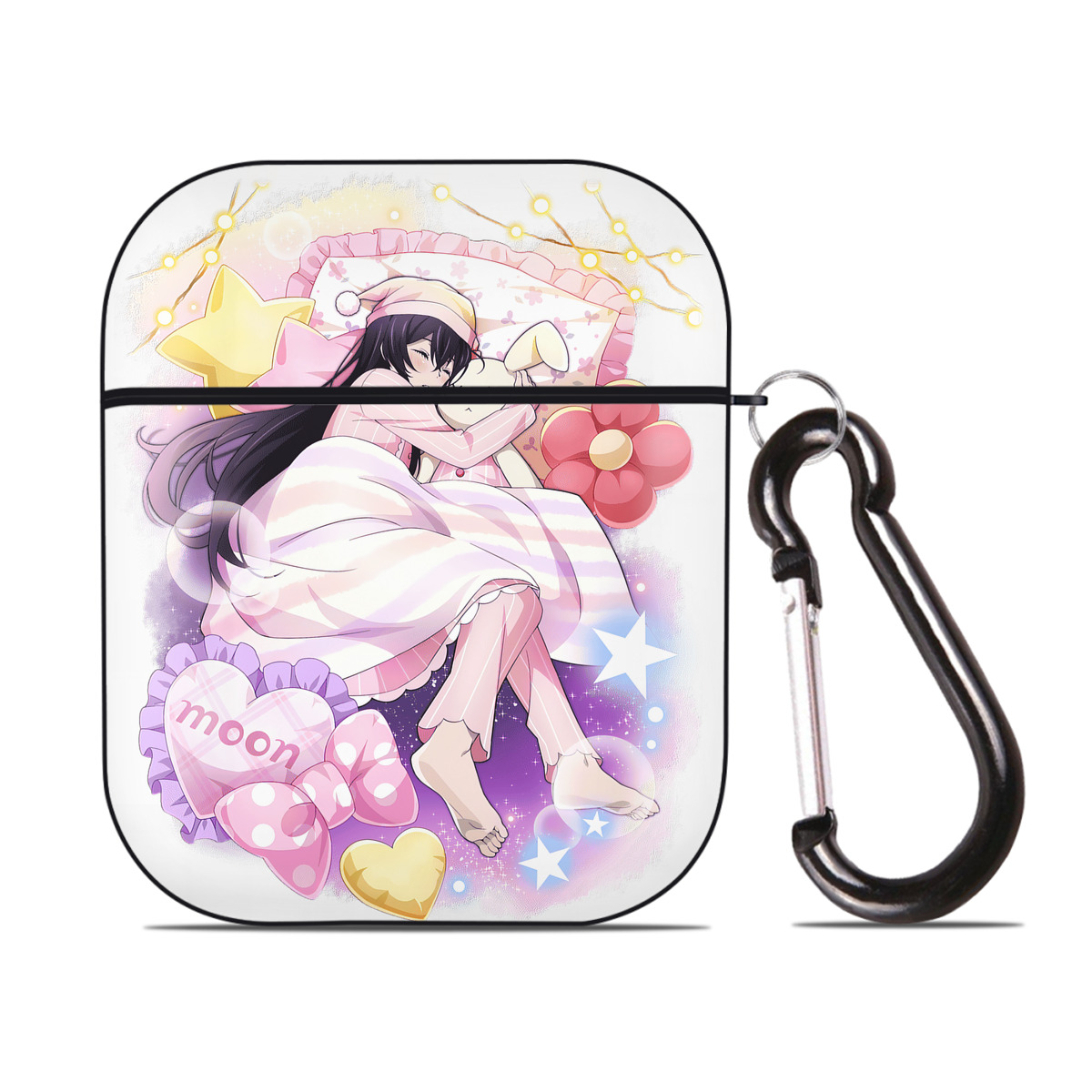 （画像用） 文豪ストレイドッグス Bungo Stray Dogs AirPods 第2世代保護ケース ハードシェル ブラック 耐衝撃・防指紋・カラビナ付き