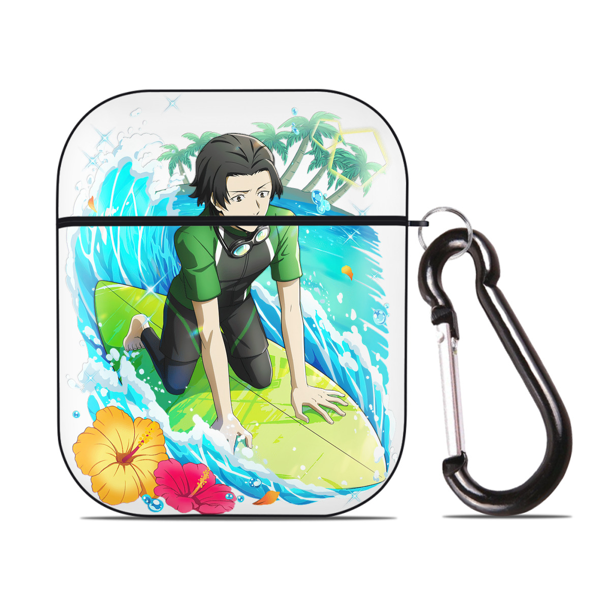 （画像用） 文豪ストレイドッグス Bungo Stray Dogs AirPods 第2世代保護ケース ハードシェル ブラック 耐衝撃・防指紋・カラビナ付き