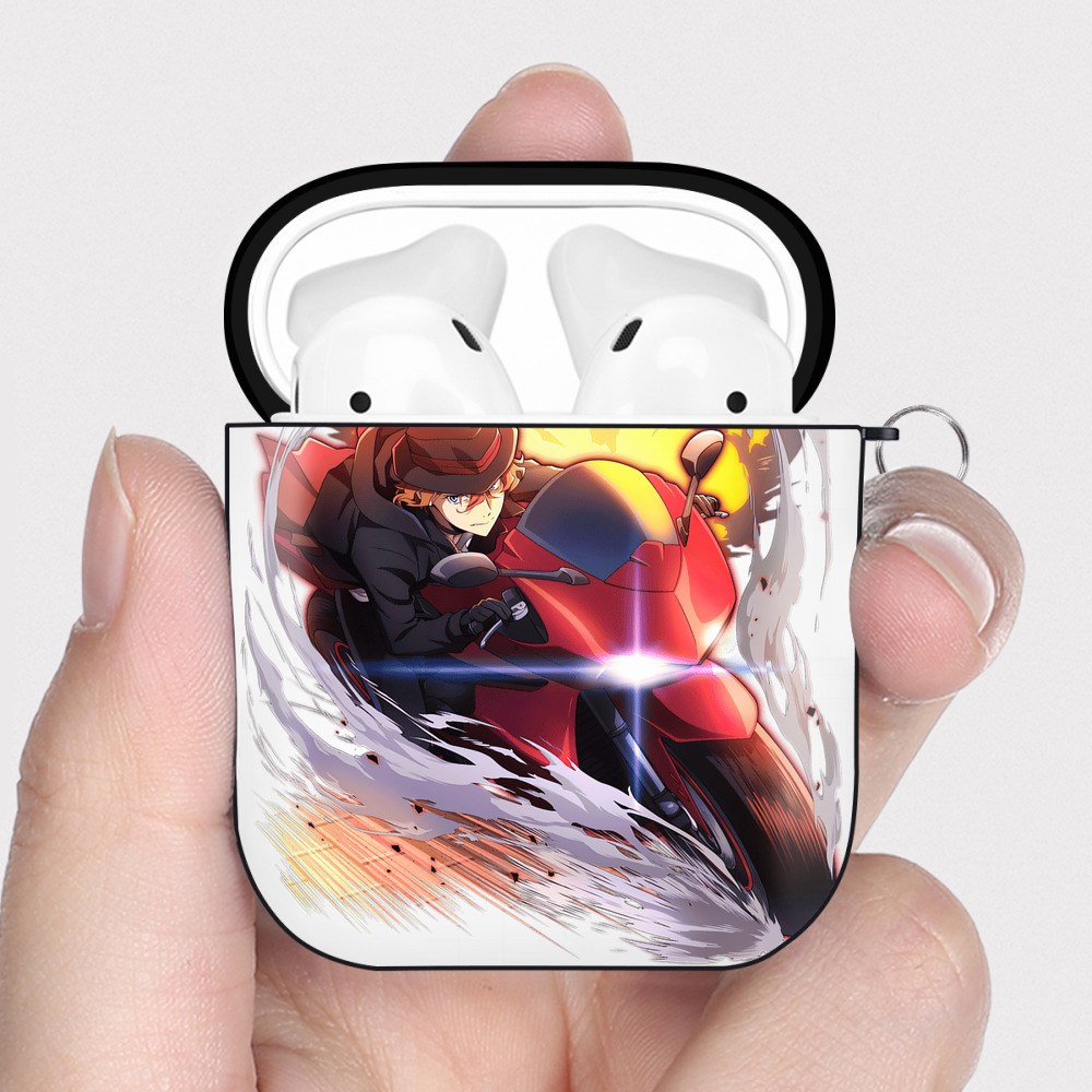 （画像用） 文豪ストレイドッグス Bungo Stray Dogs AirPods 第2世代保護ケース ハードシェル ブラック 耐衝撃・防指紋・カラビナ付き