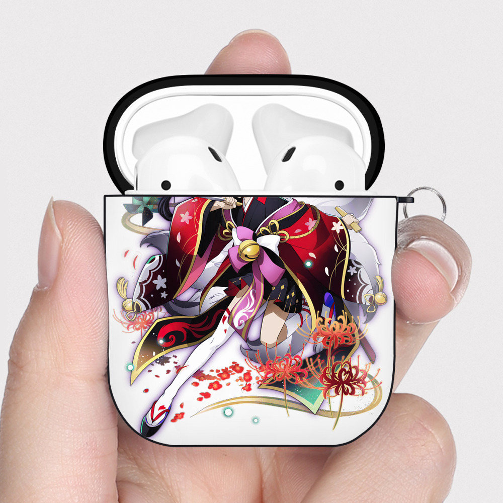 （画像用） 文豪ストレイドッグス Bungo Stray Dogs AirPods 第2世代保護ケース ハードシェル ブラック 耐衝撃・防指紋・カラビナ付き