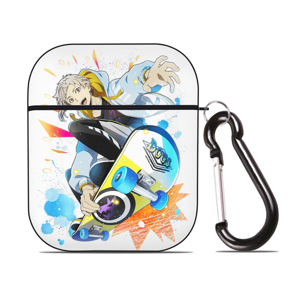 （画像用） 文豪ストレイドッグス Bungo Stray Dogs AirPods 第2世代保護ケース ハードシェル ブラック 耐衝撃・防指紋・カラビナ付き