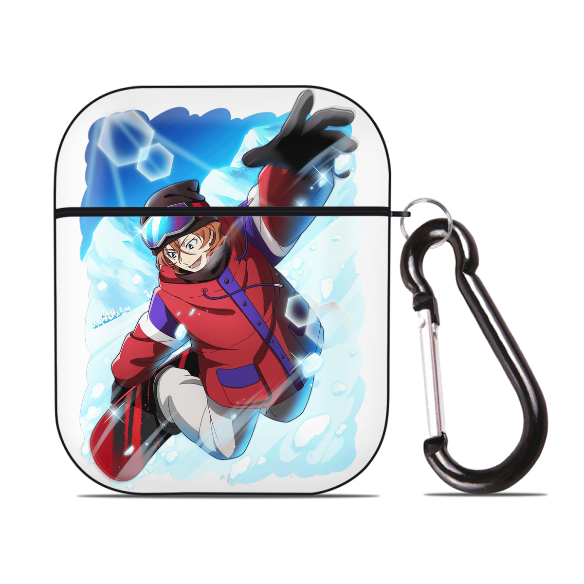 （画像用） 文豪ストレイドッグス Bungo Stray Dogs AirPods 第2世代保護ケース ハードシェル ブラック 耐衝撃・防指紋・カラビナ付き