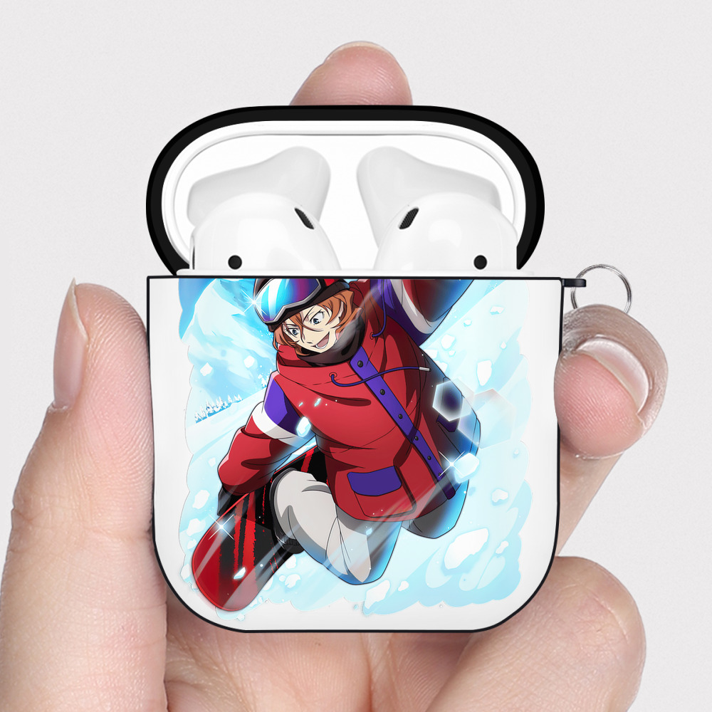 （画像用） 文豪ストレイドッグス Bungo Stray Dogs AirPods 第2世代保護ケース ハードシェル ブラック 耐衝撃・防指紋・カラビナ付き