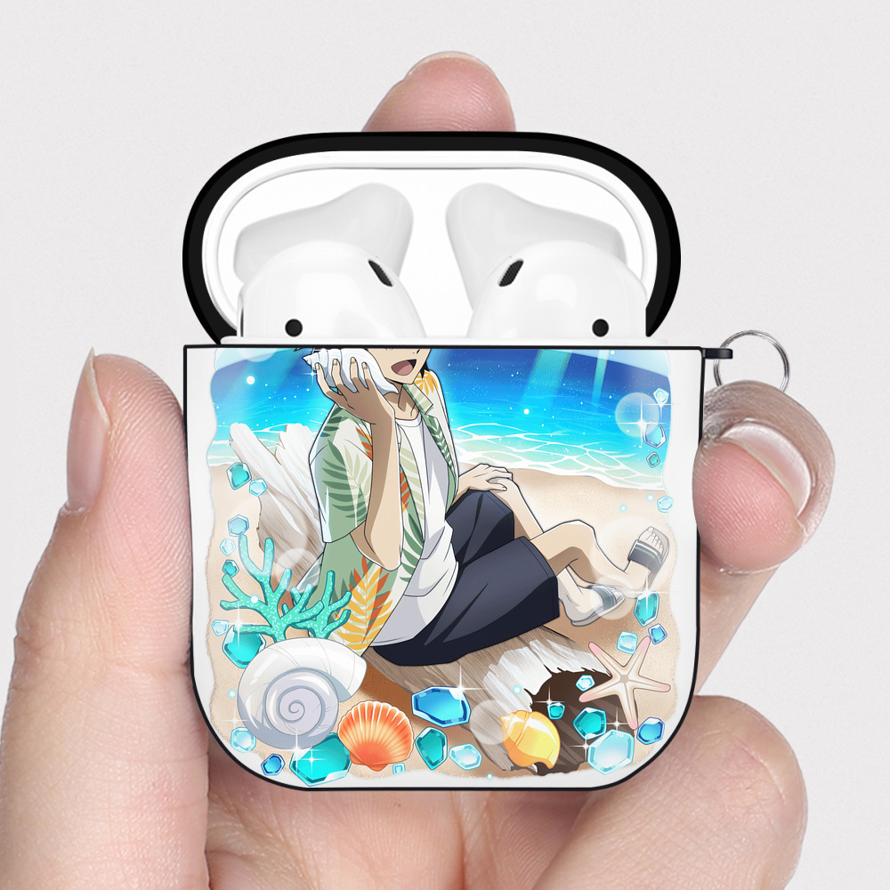 （画像用） 文豪ストレイドッグス Bungo Stray Dogs AirPods 第2世代保護ケース ハードシェル ブラック 耐衝撃・防指紋・カラビナ付き