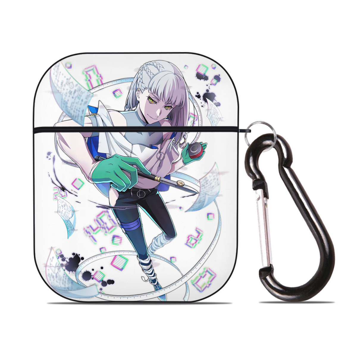 （画像用） 文豪ストレイドッグス Bungo Stray Dogs AirPods 第2世代保護ケース ハードシェル ブラック 耐衝撃・防指紋・カラビナ付き