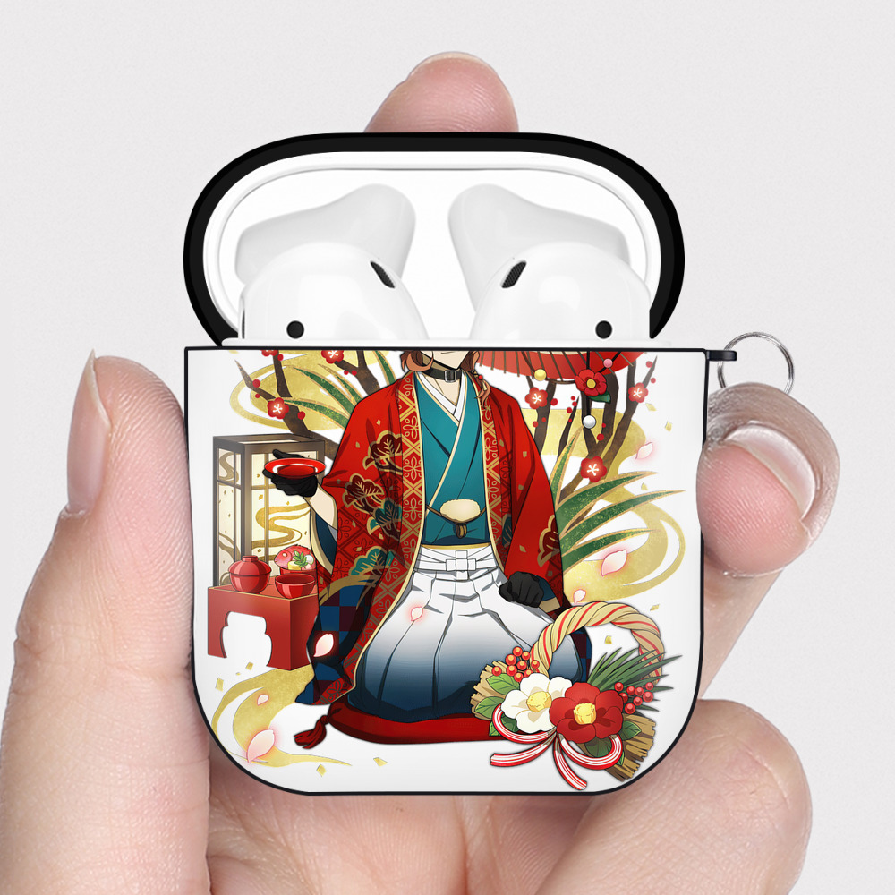 （画像用） 文豪ストレイドッグス Bungo Stray Dogs AirPods 第2世代保護ケース ハードシェル ブラック 耐衝撃・防指紋・カラビナ付き