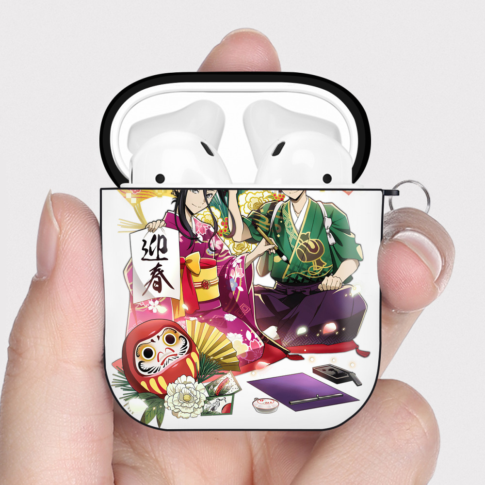 （画像用） 文豪ストレイドッグス Bungo Stray Dogs AirPods 第2世代保護ケース ハードシェル ブラック 耐衝撃・防指紋・カラビナ付き