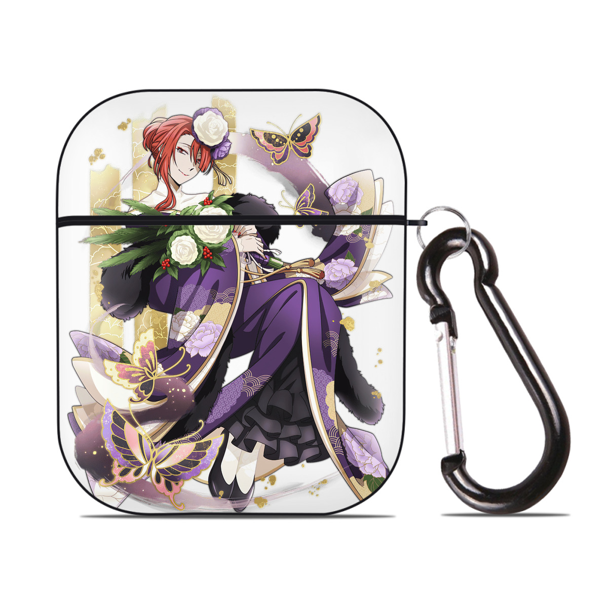 （画像用） 文豪ストレイドッグス Bungo Stray Dogs AirPods 第2世代保護ケース ハードシェル ブラック 耐衝撃・防指紋・カラビナ付き