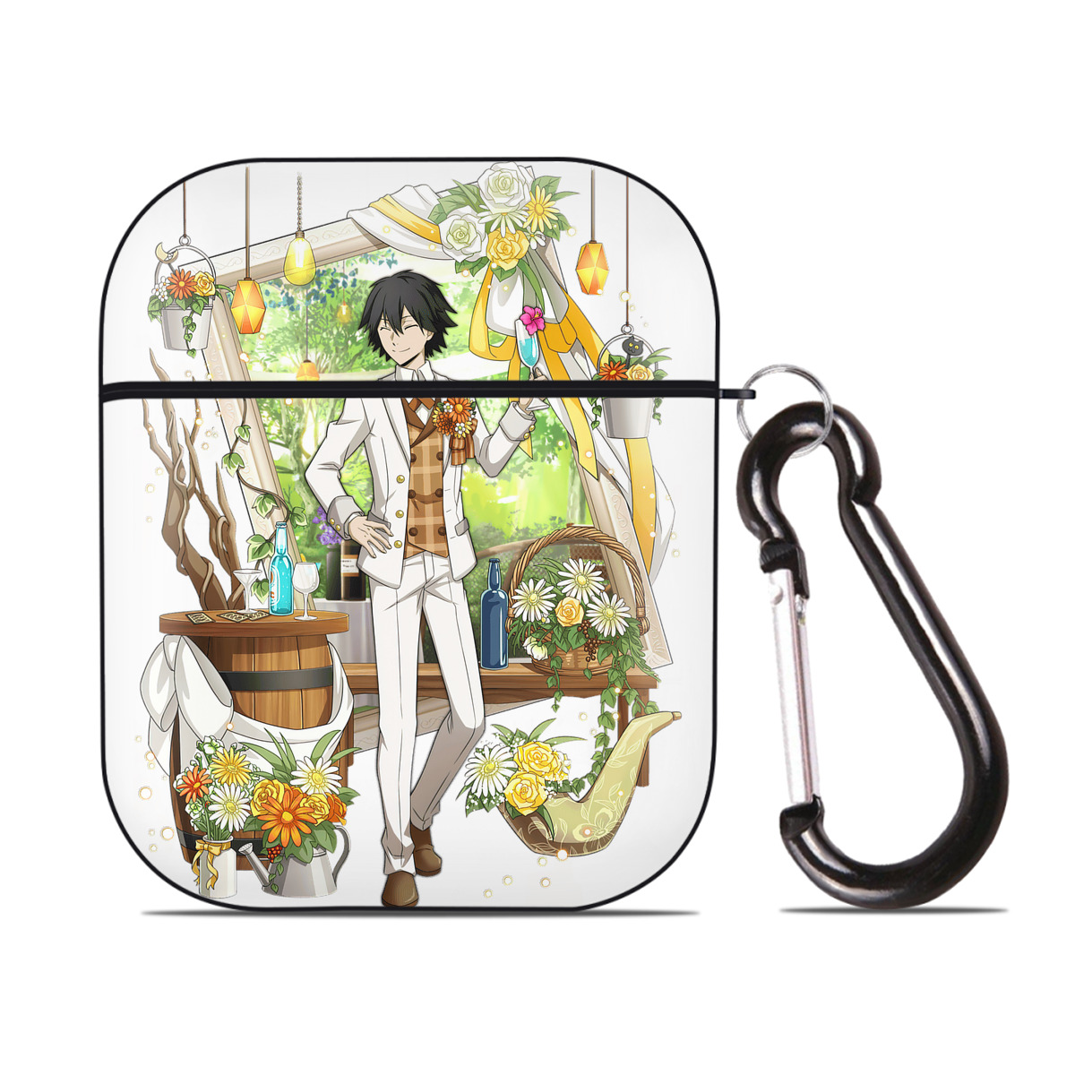 （画像用） 文豪ストレイドッグス Bungo Stray Dogs AirPods 第2世代保護ケース ハードシェル ブラック 耐衝撃・防指紋・カラビナ付き