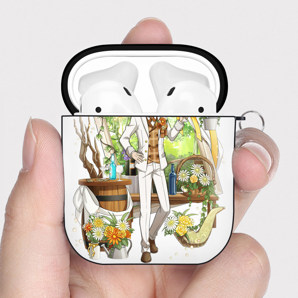 （画像用） 文豪ストレイドッグス Bungo Stray Dogs AirPods 第2世代保護ケース ハードシェル ブラック 耐衝撃・防指紋・カラビナ付き