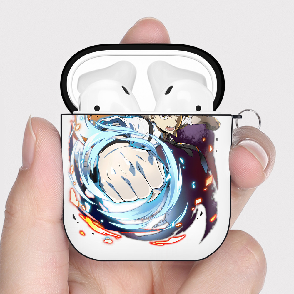 （画像用） 文豪ストレイドッグス Bungo Stray Dogs AirPods 第2世代保護ケース ハードシェル ブラック 耐衝撃・防指紋・カラビナ付き