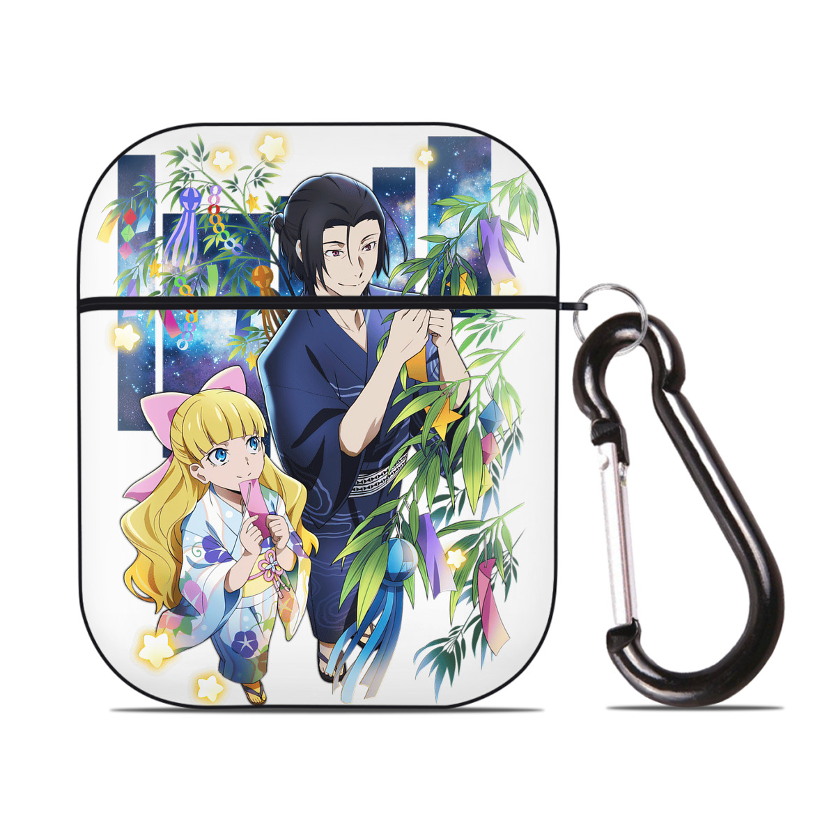 （画像用） 文豪ストレイドッグス Bungo Stray Dogs AirPods 第2世代保護ケース ハードシェル ブラック 耐衝撃・防指紋・カラビナ付き