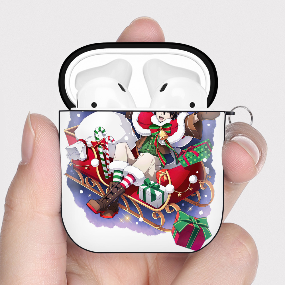 （画像用） 文豪ストレイドッグス Bungo Stray Dogs AirPods 第2世代保護ケース ハードシェル ブラック 耐衝撃・防指紋・カラビナ付き