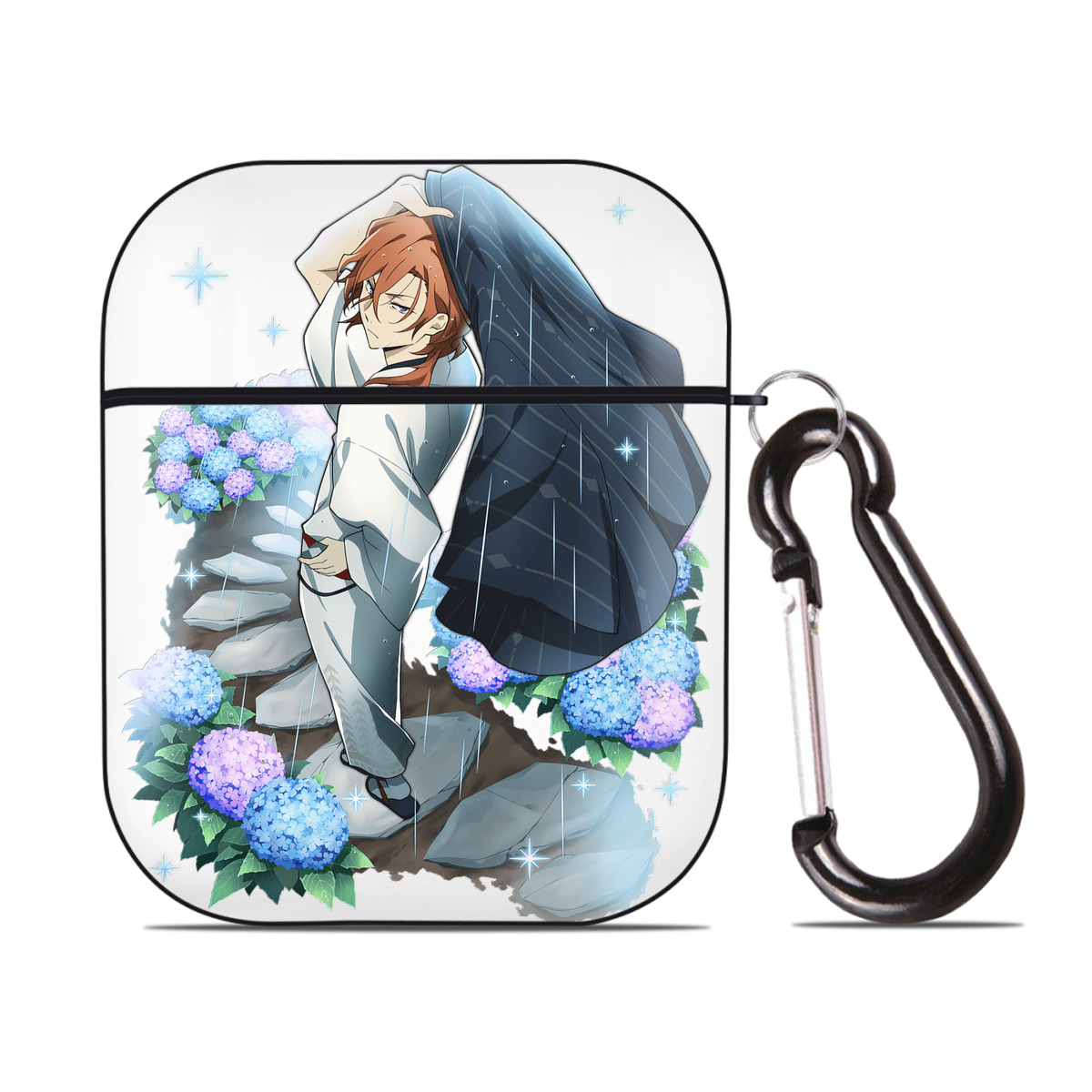 （画像用） 文豪ストレイドッグス Bungo Stray Dogs AirPods 第2世代保護ケース ハードシェル ブラック 耐衝撃・防指紋・カラビナ付き