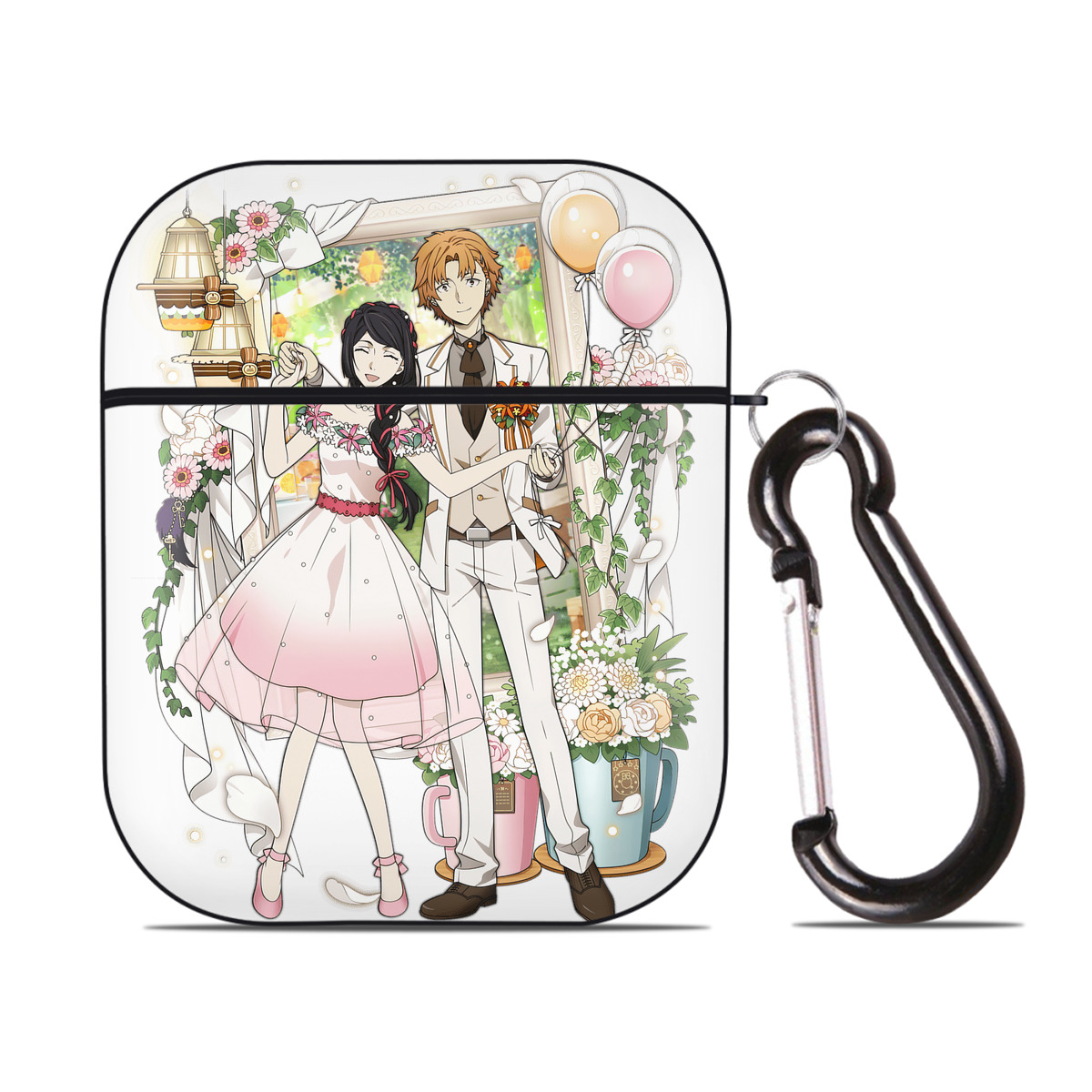 （画像用） 文豪ストレイドッグス Bungo Stray Dogs AirPods 第2世代保護ケース ハードシェル ブラック 耐衝撃・防指紋・カラビナ付き