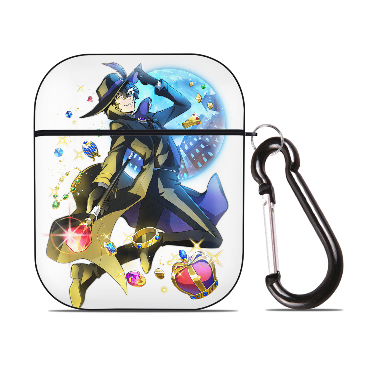 （画像用） 文豪ストレイドッグス Bungo Stray Dogs AirPods 第2世代保護ケース ハードシェル ブラック 耐衝撃・防指紋・カラビナ付き