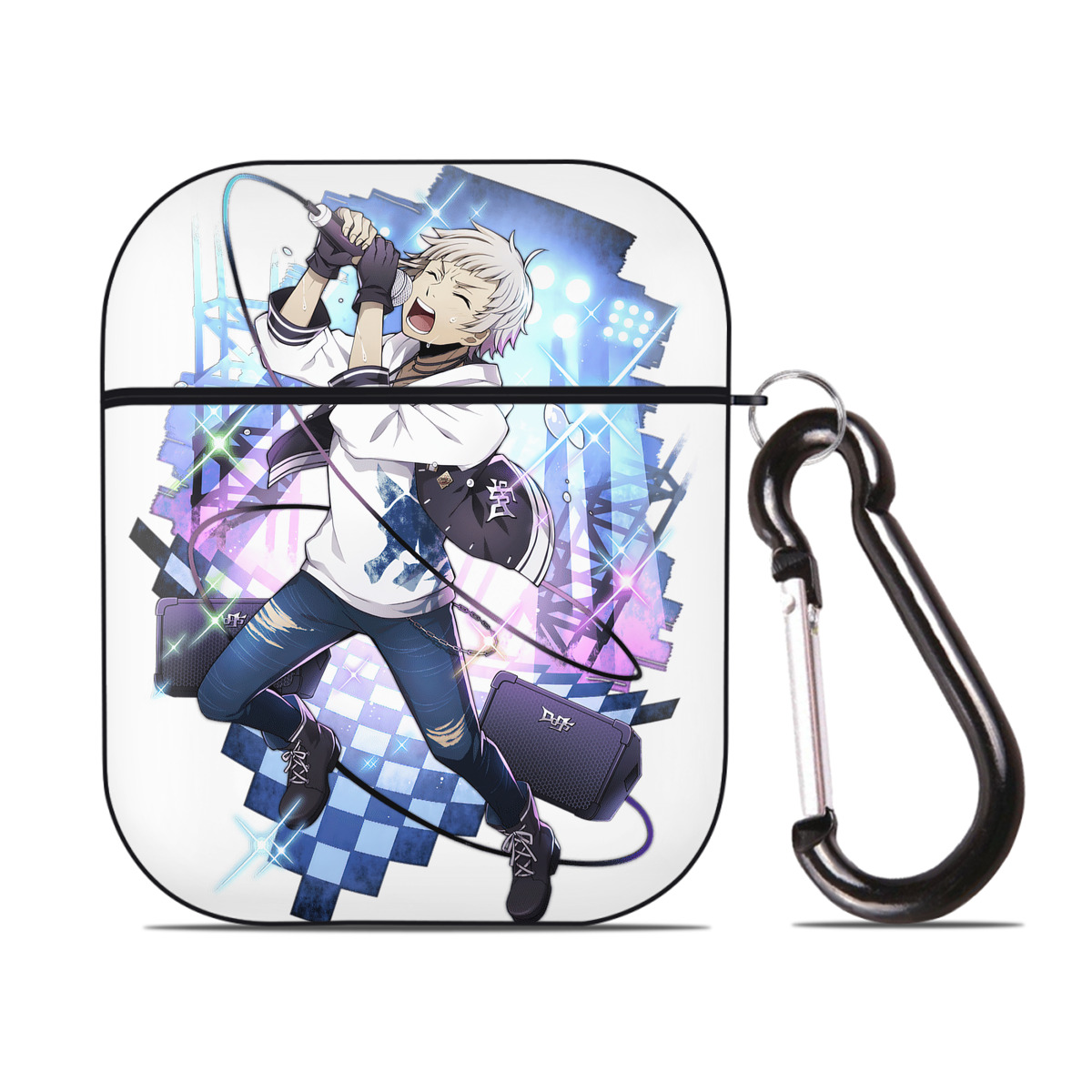 （画像用） 文豪ストレイドッグス Bungo Stray Dogs AirPods 第2世代保護ケース ハードシェル ブラック 耐衝撃・防指紋・カラビナ付き