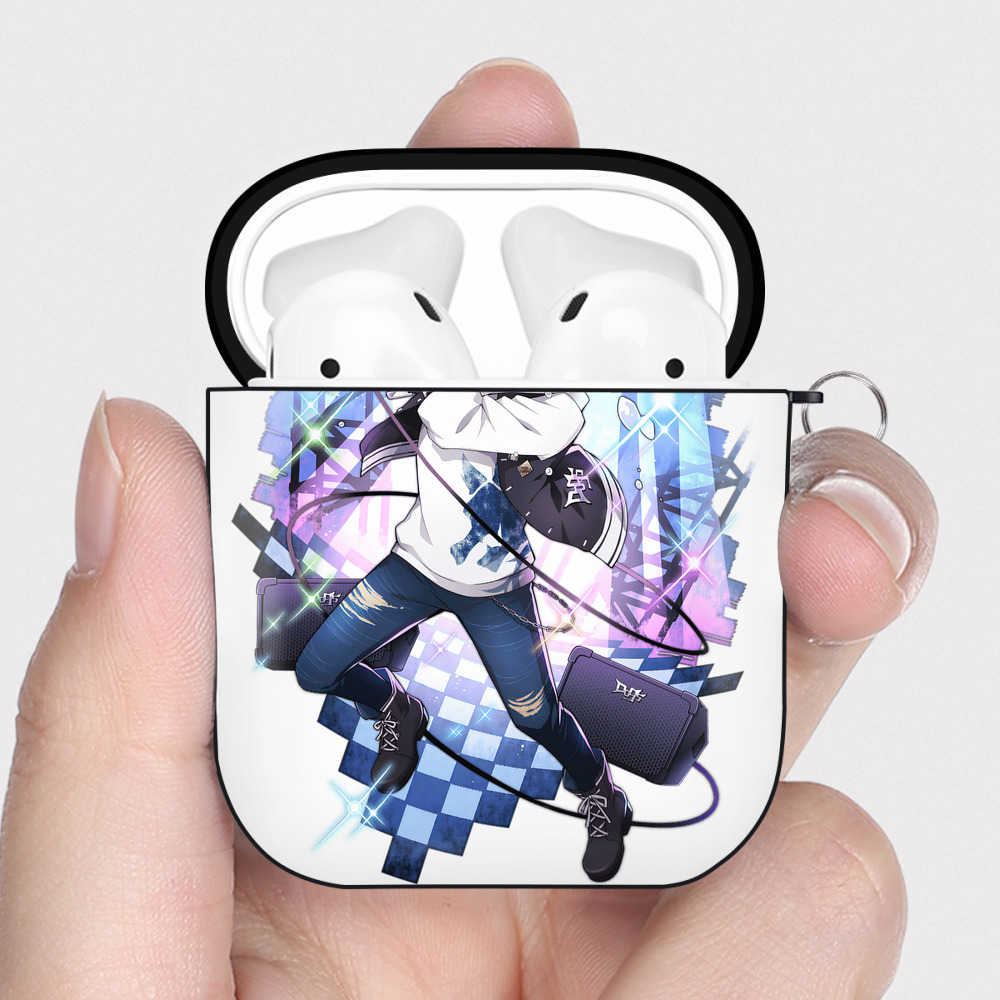 （画像用） 文豪ストレイドッグス Bungo Stray Dogs AirPods 第2世代保護ケース ハードシェル ブラック 耐衝撃・防指紋・カラビナ付き