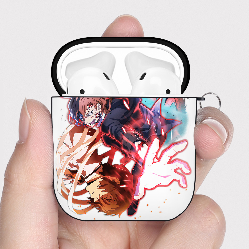 （画像用） 文豪ストレイドッグス Bungo Stray Dogs AirPods 第2世代保護ケース ハードシェル ブラック 耐衝撃・防指紋・カラビナ付き