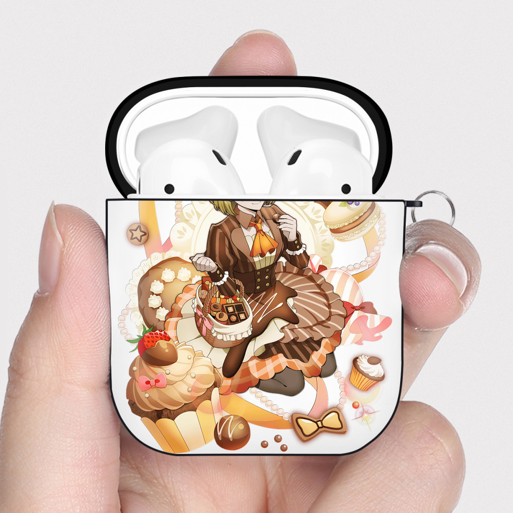 （画像用） 文豪ストレイドッグス Bungo Stray Dogs AirPods 第2世代保護ケース ハードシェル ブラック 耐衝撃・防指紋・カラビナ付き