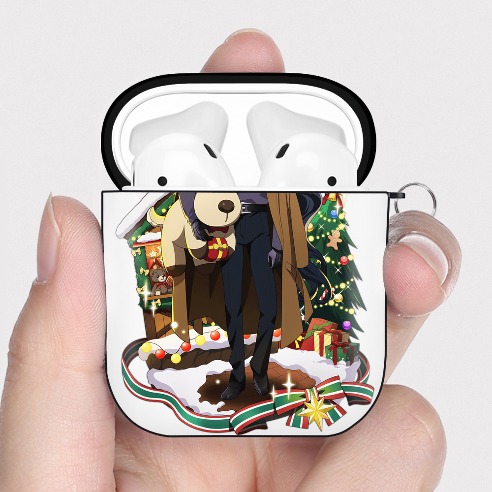 （画像用） 文豪ストレイドッグス Bungo Stray Dogs AirPods 第2世代保護ケース ハードシェル ブラック 耐衝撃・防指紋・カラビナ付き