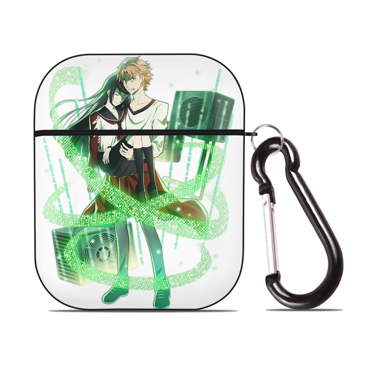 （画像用） 文豪ストレイドッグス Bungo Stray Dogs AirPods 第2世代保護ケース ハードシェル ブラック 耐衝撃・防指紋・カラビナ付き