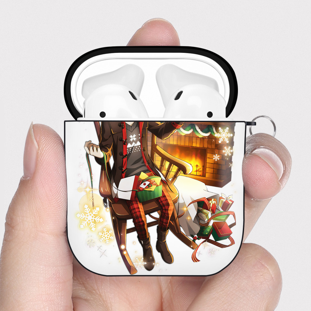 （画像用） 文豪ストレイドッグス Bungo Stray Dogs AirPods 第2世代保護ケース ハードシェル ブラック 耐衝撃・防指紋・カラビナ付き