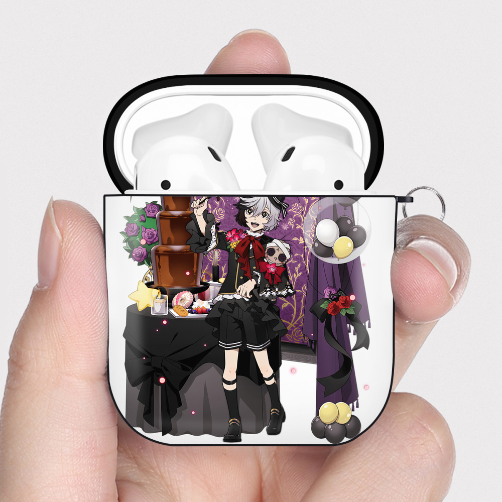 （画像用） 文豪ストレイドッグス Bungo Stray Dogs AirPods 第2世代保護ケース ハードシェル ブラック 耐衝撃・防指紋・カラビナ付き