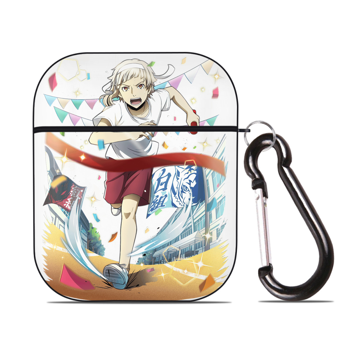 （画像用） 文豪ストレイドッグス Bungo Stray Dogs AirPods 第2世代保護ケース ハードシェル ブラック 耐衝撃・防指紋・カラビナ付き