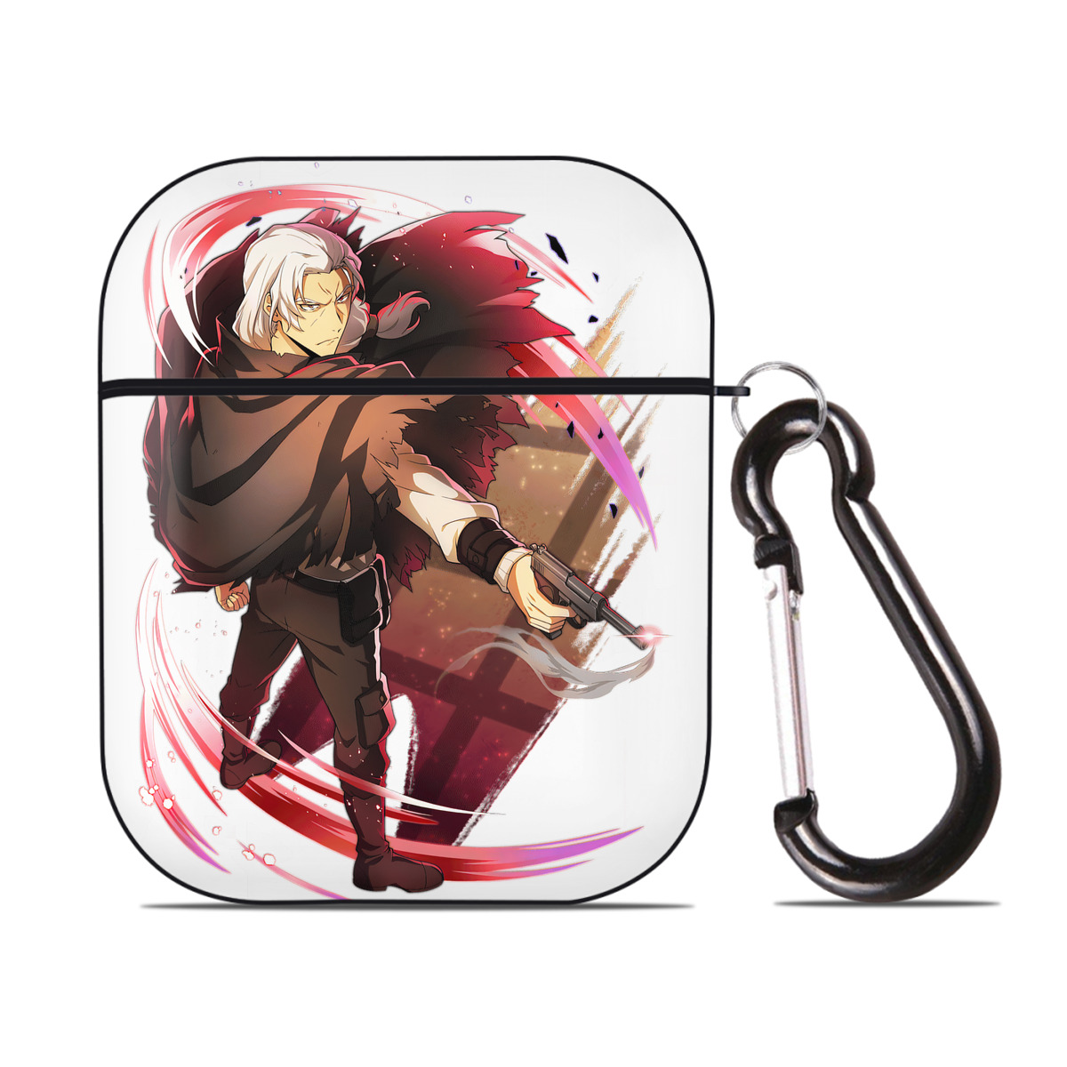 （画像用） 文豪ストレイドッグス Bungo Stray Dogs AirPods 第2世代保護ケース ハードシェル ブラック 耐衝撃・防指紋・カラビナ付き