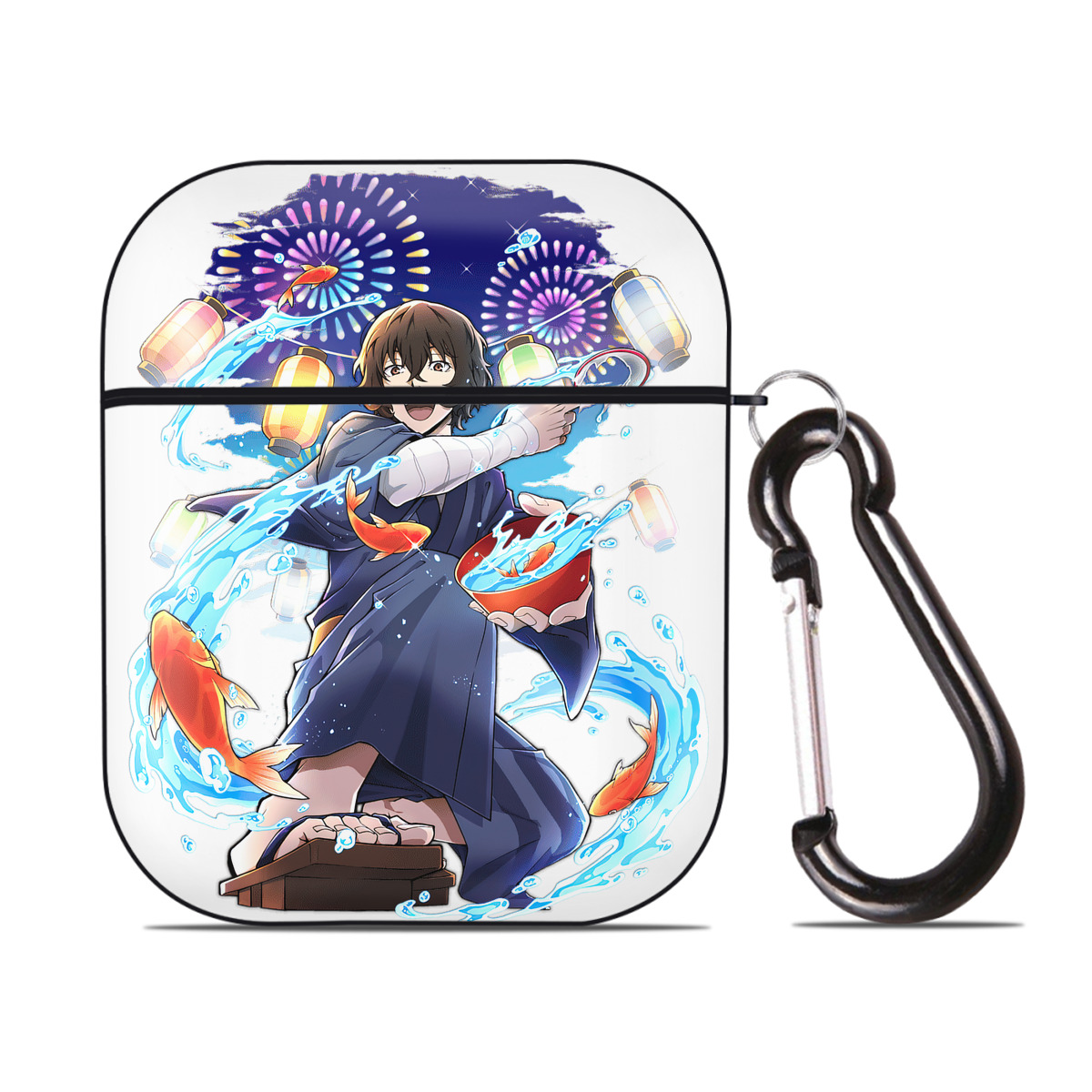 （画像用） 文豪ストレイドッグス Bungo Stray Dogs AirPods 第2世代保護ケース ハードシェル ブラック 耐衝撃・防指紋・カラビナ付き