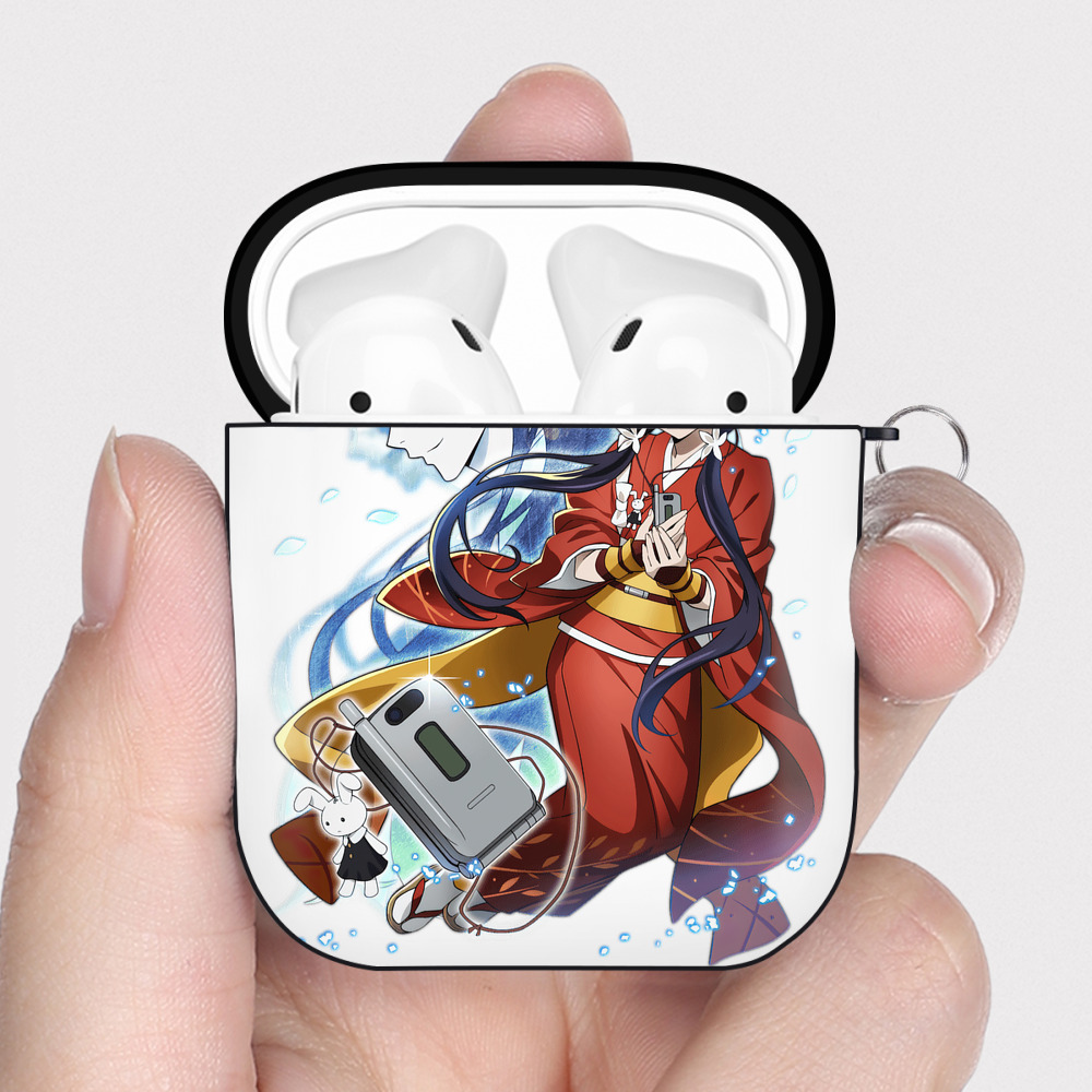 （画像用） 文豪ストレイドッグス Bungo Stray Dogs AirPods 第2世代保護ケース ハードシェル ブラック 耐衝撃・防指紋・カラビナ付き