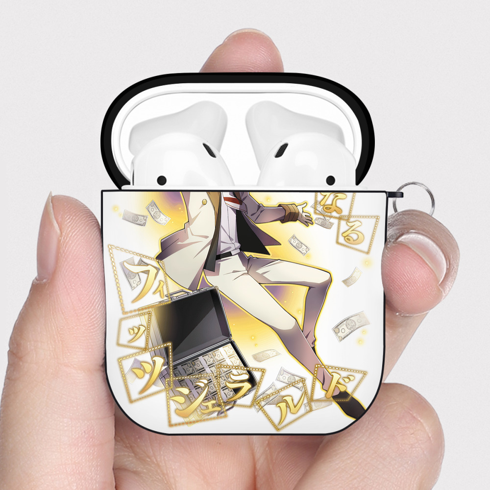 （画像用） 文豪ストレイドッグス Bungo Stray Dogs AirPods 第2世代保護ケース ハードシェル ブラック 耐衝撃・防指紋・カラビナ付き